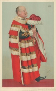 Even *I* don't think peerage robes should be constitutionally mandated. Drawing by Leslie Ward [Public domain], via Wikimedia Commons. 